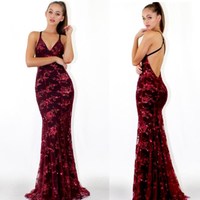 2017 Charming New Red Sequin Unique Design Popular Sexy Prom Dress, Evening Dress, Party Dresses, BD14046 - Thumbnail 1
