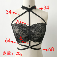 Black Sheer Lace Bralette Bralet Sexy Cage Crop Top Bra - Thumbnail 2