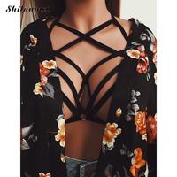 Sexy Women Girl Hollow Out Elastic Cage Bra Bandage Strappy Halter Bra Bustier - Thumbnail 1