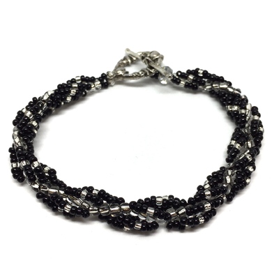Black and Silver Everyday Bracelet with Toggle Clasp