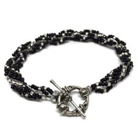 Black and Silver Everyday Bracelet with Toggle Clasp - Thumbnail 1
