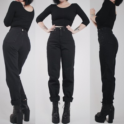 Claimed - vintage 90s authentic black denim "mom jeans"