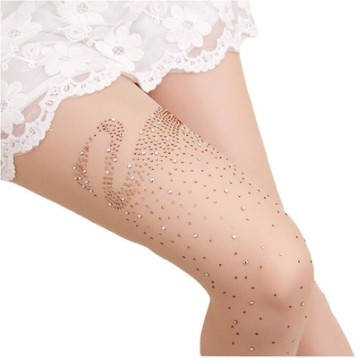 fashion elegant and beautiful women swan rhinestone pantyhose bling stockings tights - Thumbnail 5