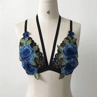 Floral Embroidery Lace Bra Bralette - Thumbnail 4