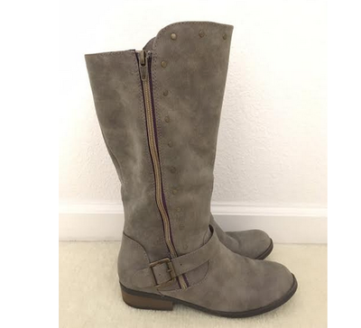 Girls Grey Boots with Purple Lining and Studs