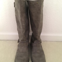 Girls Grey Boots with Purple Lining and Studs - Thumbnail 2