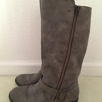 Girls Grey Boots with Purple Lining and Studs - Thumbnail 3