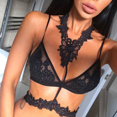  Ladies Sexy Lace Sheer Bralette Bra Choker Crop Tops