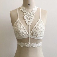  Ladies Sexy Lace Sheer Bralette Bra Choker Crop Tops - Thumbnail 3