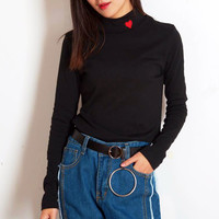 Red Heart Embroidered Long Sleeve T-shirt - Thumbnail 4