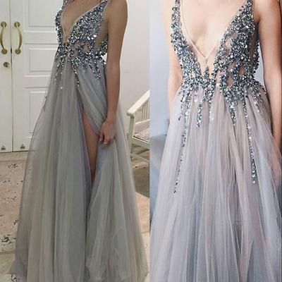 Sequin prom dress, charming prom dress, party dress, sparkly prom dress, fashion prom dress, tulle sexy prom dress, pd17640