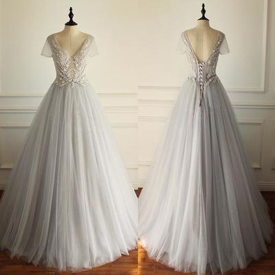 Long wedding dress, gorgeous wedding dress, lace up back wedding dress, unique design dress for bridals, charming wedding dress, WD17602