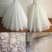 Long wedding dress, gorgeous wedding dress, lace up back wedding dress, unique design dress for bridals, charming wedding dress, WD17602 - Thumbnail 1