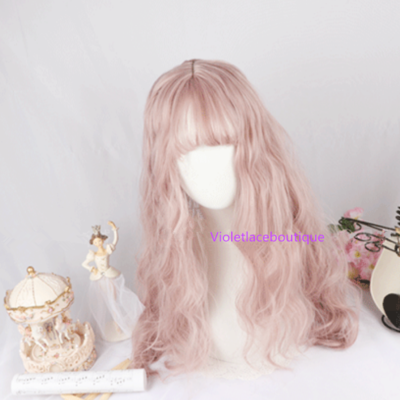 Baby pink curly cosplay wig