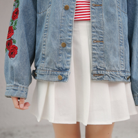 Rose embroidered denim jacket - Thumbnail 2