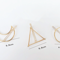 Moon O-Ring Triangle Barrette Hair Clips - Thumbnail 2