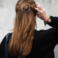 Moon O-Ring Triangle Barrette Hair Clips - Thumbnail 4