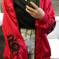 *free ship* Punk Dragon Embroidered Bomber Jacket - Thumbnail 1