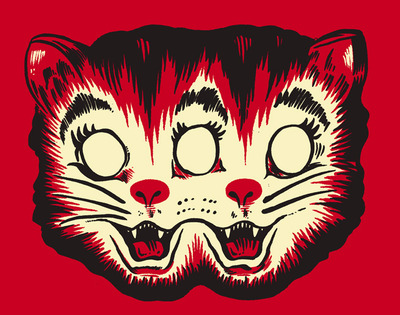 2 faced cat mini art print