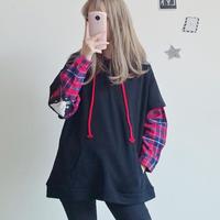 Harajuku Cat Fake Two Pieces Hoodie Sweater - Thumbnail 1