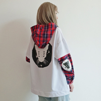 Harajuku Cat Fake Two Pieces Hoodie Sweater - Thumbnail 2