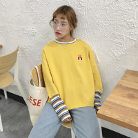 cute girl embroidery sweater pullover - Thumbnail 2