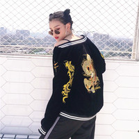 Japanese Harajuku Dragon Bomber Jacket - Thumbnail 1