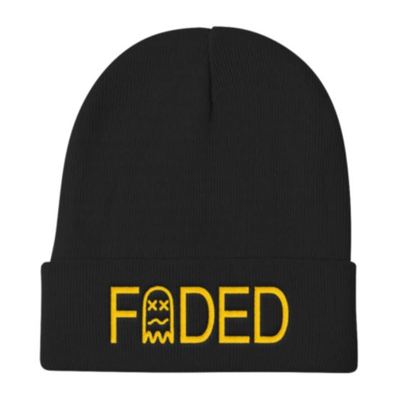 Faded embroidered winter cap - black