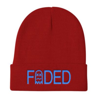 Faded embroidered winter cap - red