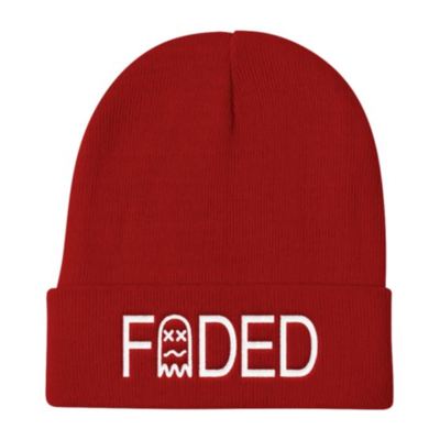 Faded embroidered winter cap - red