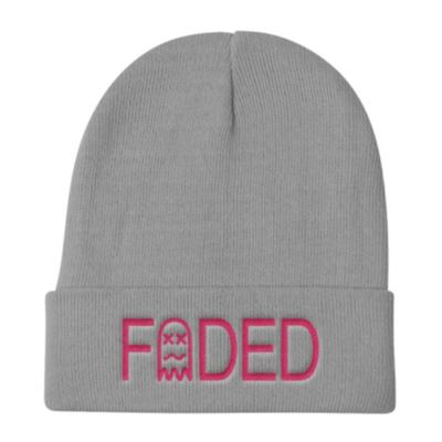 Faded embroidered winter cap - grey