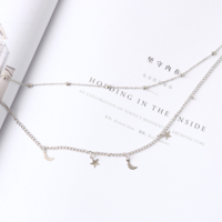 Moon Bead Star Layering Necklace Crescent Jewelry  - Thumbnail 3