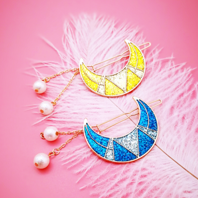 Harajuku crescent moon bead barrette hair clip