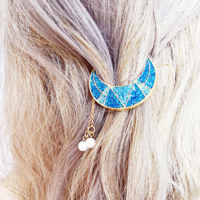 Harajuku Crescent Moon Bead Barrette Hair Clip - Thumbnail 1
