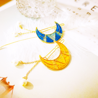 Harajuku Crescent Moon Bead Barrette Hair Clip - Thumbnail 3