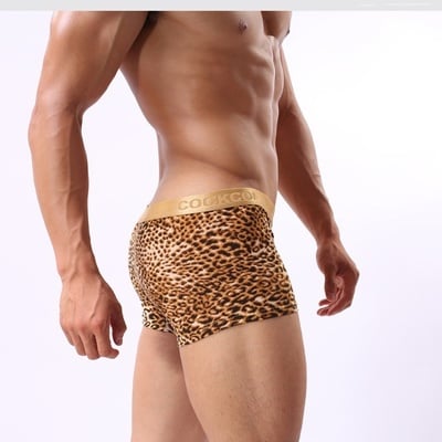 #803 sexy men's underwear lingerie leopard u bag boxer shorts cuecas calzoncillos hombre heren ondergoed