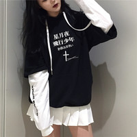 Cyber Punk Fake Two Pieces Hoodie Sweater - Thumbnail 2