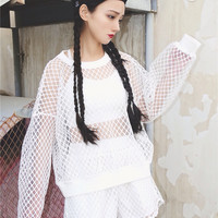 *free ship* fishnet top and shorts set - Thumbnail 3