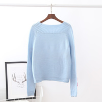 Blue/pink/white sweet ribbon knit sweater - Thumbnail 3