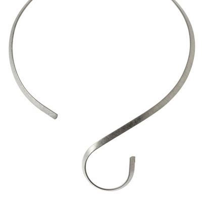 Brushed metal swirl collar necklace