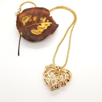 Rhinestones in Heart Charm - 25" mesh necklace silver or rosegold  - Thumbnail 1