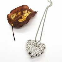 Rhinestones in Heart Charm - 25" mesh necklace silver or rosegold  - Thumbnail 2