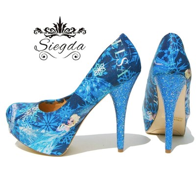 Elsa glitter platform heels