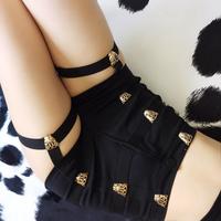Black Punk Tiger High Waist Shorts - Thumbnail 2