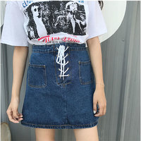 BANDAGE DENIM SKIRT - Thumbnail 3