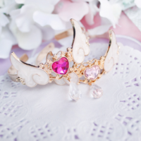 Harajuku Crystal Heart Angel Wings Bracelet - Thumbnail 1