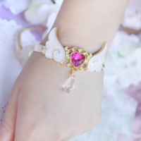 Harajuku Crystal Heart Angel Wings Bracelet - Thumbnail 2