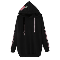 DON'T TALK TO ME ROSE EMBROIDERY HOODIE FLEECE PULLOVER - Thumbnail 3