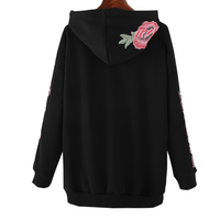 DON'T TALK TO ME ROSE EMBROIDERY HOODIE FLEECE PULLOVER - Thumbnail 4