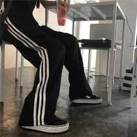 WHITE/BLACK SIDE STRIPED WIDE LEG CASUAL PANTS - Thumbnail 3